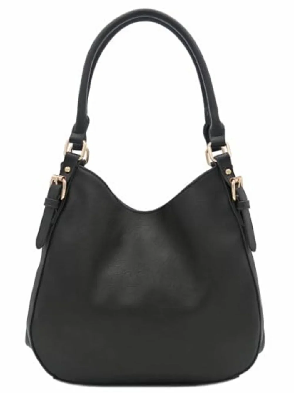 Lightweight Faux Leather 3-Compartment Medium Hobo Bag with Zipper and Magnetic